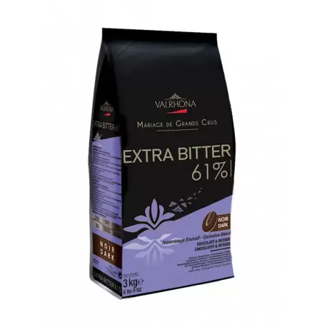 Valrhona 4657 Valrhona Blended Origin Grand Cru Chocolate Extra Bitter 61.5% cocoa 33.5% sugar 38% fat content - 3Kg - Feves ...