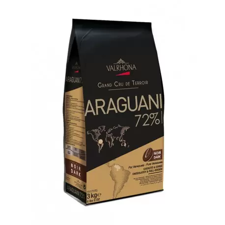 Valrhona 4656 Valrhona Single Origin Grand Cru Chocolate Araguani 72% cocoa 27.5% sugar 44.1% fat content - 3Kg - Feves Dark ...