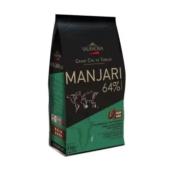 Valrhona Single Origin Grand Cru Chocolate Manjari 64% cocoa 35% sugar 39.4% fat content - 3Kg  - Feves