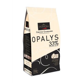 Valrhona White Chocolate Couverture Opalys 33% cocoa 32% sugar 44% fat content 32% milk - 1Lb.  - Feves
