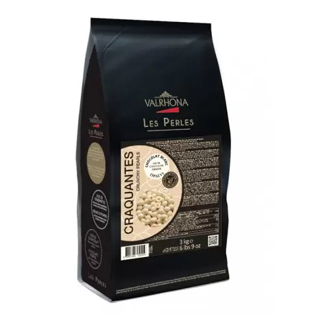 Valrhona 10843 Valrhona Opalys Crunchy Pearls Toasted Cereal Covered in White Chocolate - 3Kg Bag Chocolate Crispies