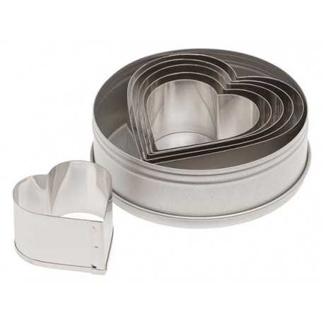 Ateco 7804 Ateco Plain Heart Stainless Steel Cookie Cutter Set - 6pcs Stainless Steel Cookie Cutters