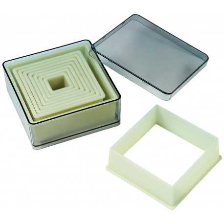 Fat Daddio's CKC-2050 Nylon & Fiberglass Cutter Set, Boxed, Fluted Square, 9 pc set Polyglass Cookie Cutters