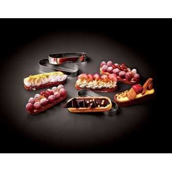 Matfer Bourgeat 371152 Matfer Bourgeat Mozaic Finger Tartlet Oval Mold 5 1/6 - Pack of 4 Finger & Individual Tart Rings