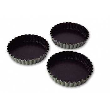 Matfer Bourgeat 334101 Aluminum Non-Stick Fluted Tartlet Mold - 3 3/8'' Diam. - Pack Of 12 Tart & Quiches Pans