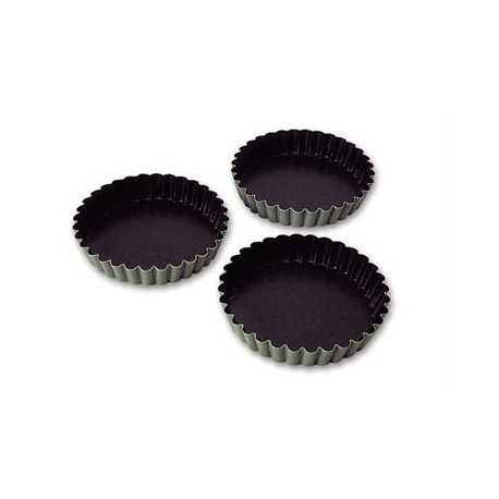 Matfer Bourgeat 334101 Aluminum Non-Stick Fluted Tartlet Mold - 3 3/8'' Diam. - Pack Of 12 Tart & Quiches Pans