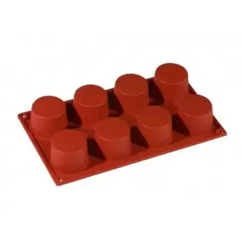 Pavoni FR017 Formaflex Silicone Mold - Cylinder Cupcake-8 Cavity Non-Stick Silicone Molds