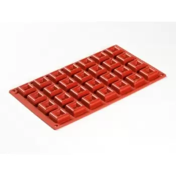 Pavoni FR075 Formaflex Silicone Mold - Micro Savarin Square - 28 Cavity Non-Stick Silicone Molds