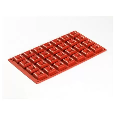 Pavoni FR075 Formaflex Silicone Mold - Micro Savarin Square - 28 Cavity Non-Stick Silicone Molds