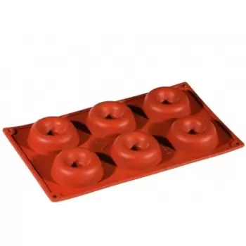 Pavoni FR015 Formaflex Silicone Mold - Round Savarin-6 Cavity Non-Stick Silicone Molds