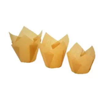 Novacart 132/50 Tulip Disposable Baking Cup Medium - Natural - 2''x 2 3/4 '' - 2000pcs Tulip Cupcake Liners