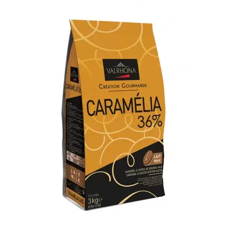 Valrhona 7098 Valrhona Gourmet Chocolate Caramélia 36% cocoa 34% sugar 38% fat content 20% whole milk - 3Kg - Feves Milk Choc...