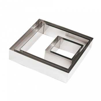 Paderno 47548-05 Stainless Steel 8 5/8'' Square Pastry Ring - 8.625 x 8.625 x 1.875 Mousse Rings - 1 3/4''' - 2'' High (45mm-...
