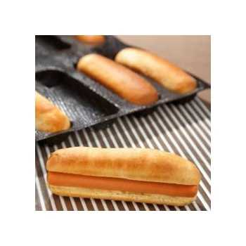 Sasa Demarle SF0004 Sasa Demarle Flexipan Air - Oblong Shape - Hot-Dog Buns - 18'' x 26'' - 6.06” x 1” (155 x41 mm) -18 Inden...
