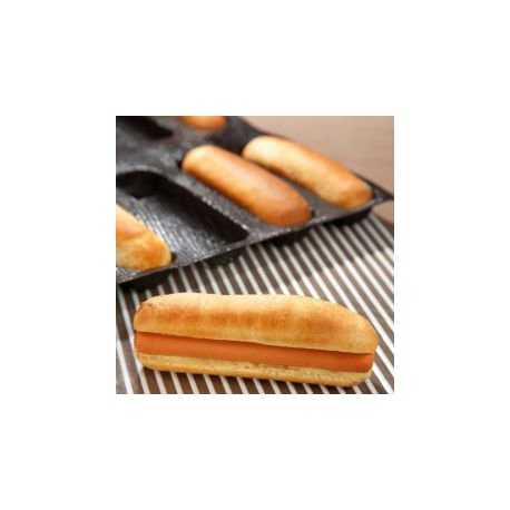 Sasa Demarle SF0004 Sasa Demarle Flexipan Air - Oblong Shape - Hot-Dog Buns - 18'' x 26'' - 6.06” x 1” (155 x41 mm) -18 Inden...