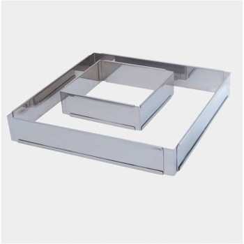 De Buyer Stainless Steel Adjustable Pastry Frame - Square - 6 1/4\'\'x6 1/4\'\'x  2\'\' To 11 7/8\'\'x 11 7/8\'\'