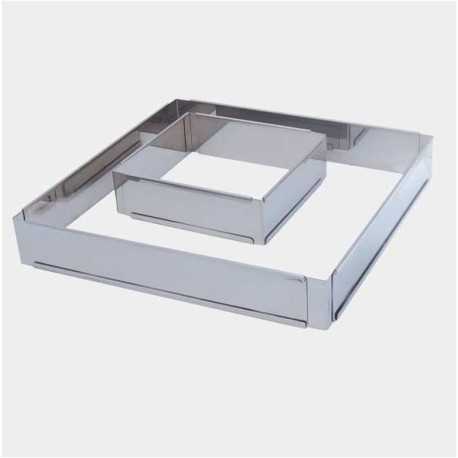 De Buyer 3014.16 De Buyer Stainless Steel Adjustable Pastry Frame - Square - 6 1/4''x6 1/4''x 2'' To 11 7/8''x 11 7/8'' Mouss...