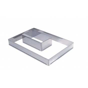 De Buyer 3014.2 De Buyer Stainless Steel Adjustable Pastry Frame - Square 7 7/8''x7 7/8''x2'' To 14 1/2'' x14 1/2'' Mousse Ri...