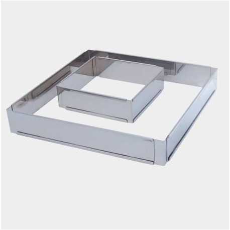 De Buyer 3014.3 De Buyer Stainless Steel Adjustable Pastry Frame - Square 11 7/8''x11 7/8'' x 2'' To 22 1/2''x22 1/2'' Mousse...