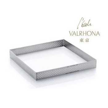 De Buyer 3099.19 De Buyer L'Ecole Valrhona Stainless Steel Perforated Tart Ring - 3/4'' High Square L. 2 3/4'' Square Tarts R...