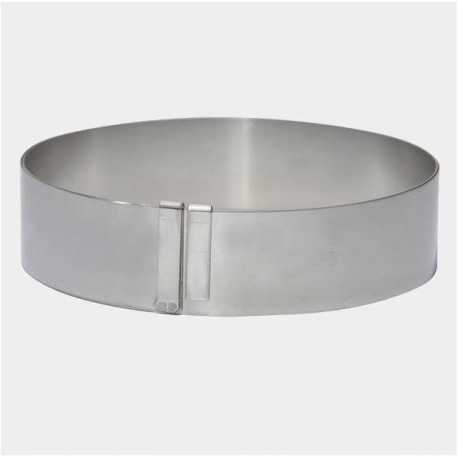 De Buyer 3040.01 De Buyer Supple Stainless Steel Giant Extensible Pastry Ring - Round Ø From 7'' To 14 1/8'' H. 1 3/4'' Mouss...