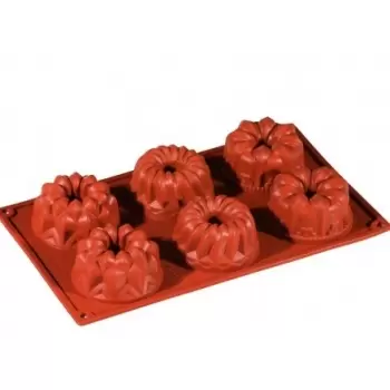 Pavoni FR051RSA Formaflex Silicone Mold - Mini Bundts - 6 Cavity Non-Stick Silicone Molds