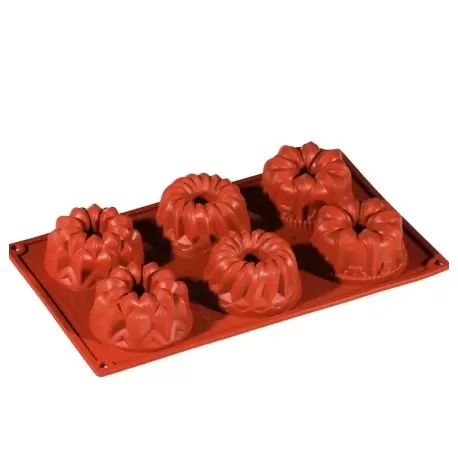 Pavoni FR051RSA Formaflex Silicone Mold - Mini Bundts - 6 Cavity Non-Stick Silicone Molds