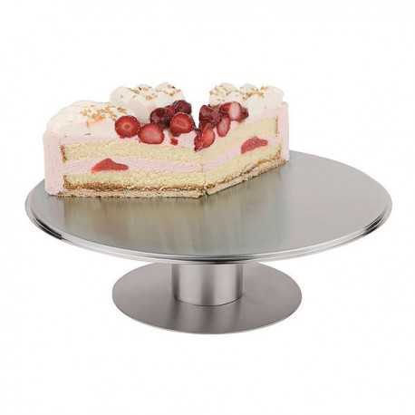 Paderno 47101-31 Revolving Stainless Steel Cake Stand - 12 1/8 Dia. - 12.125 x W 12.125 x H 2.75 Cake Turntable