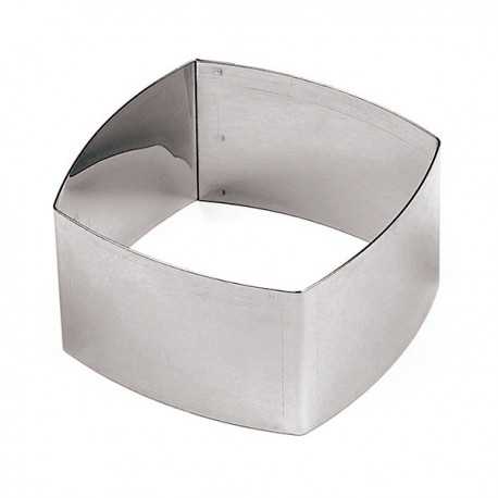 Paderno 47426-01 Rounded-Edge Square Stainless Steel Pastry Rings - 3 1/8 - 3.125 x 3.125 x 1.75 - Set of 6 Individual Cake R...