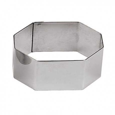 Paderno 47425-30 Hexagon Stainless Steel Pastry Rings - 2 3/8 - 2.375 x 2.375 x 1.125 - Set of 6 Individual Cake Rings