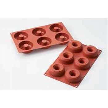 Silikomart 16.170.00.0000 Silikomart Silicone Donuts Molds - Ø 75/25 x 28 mm - 6 Cavity Non-Stick Silicone Molds