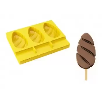 Pavoni PL01 Pavogel Hinged Silicone Ice Cream Stick Mold Malibu - 3 Cavity Ice Cream Molds