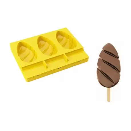 Pavoni PL01 Pavogel Hinged Silicone Ice Cream Stick Mold Malibu - 3 Cavity Ice Cream Molds