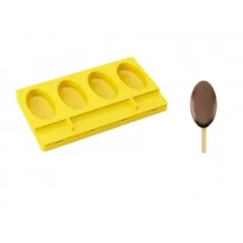 Pavoni PL08 Pavogel Hinged Silicone Ice Cream Stick Mold Small Ovale Single - 4 Cavity Ice Cream Molds