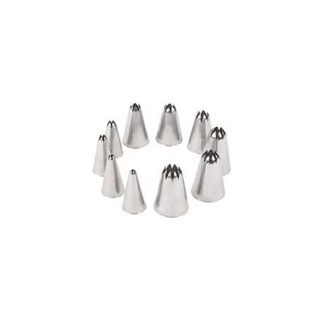 Ateco 850 Ateco 10-Piece Closed Star Tube Set - Stainless Steel Pastry Tips Sets