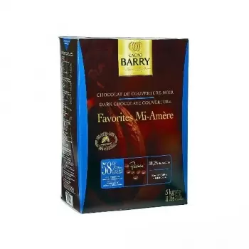 Cocoa Barry Chocolate Couverture Favorite Mi-Amere 58% cocoa 38.2% fat content - 11Lbs