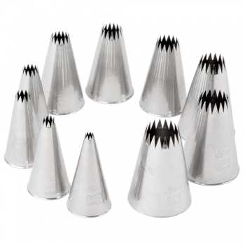 Ateco 10-Piece French Star Tube Set - Stainless Steel