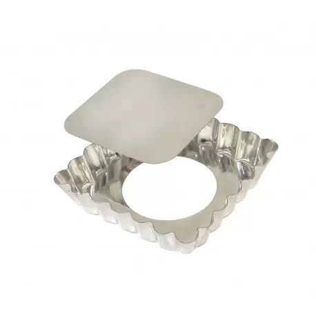 Gobel Mini Fluted Square Tartlet Pans with Removable Bottom - 3 7/8''x3 7/8'' - Set of 6