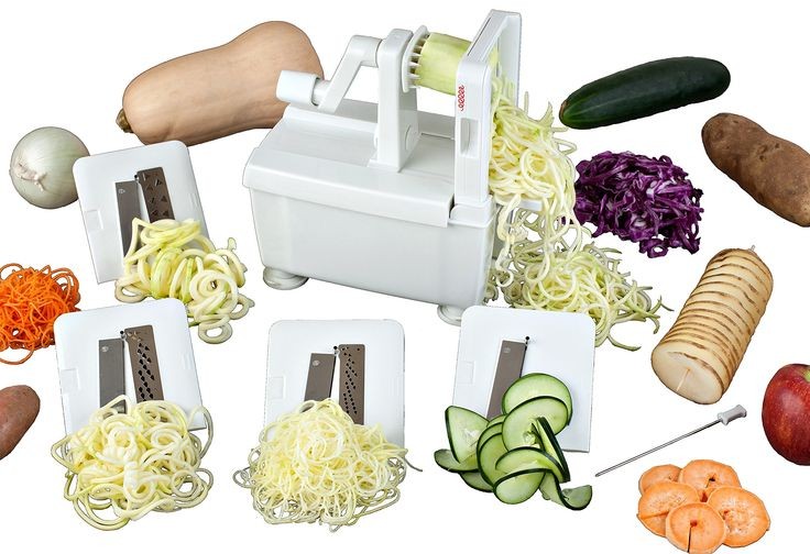 Paderno World Cuisine 3-Blade Vegetable Slicer / Spiralizer,  Counter-Mounted and includes 3 Stainless Steel Blades