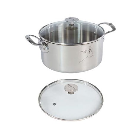 De Buyer FRM08 De Buyer Stewpan Stainless Steel MILADY with glass lid ø 9'' - 5.7qt Milady Stainless Steel Cookware