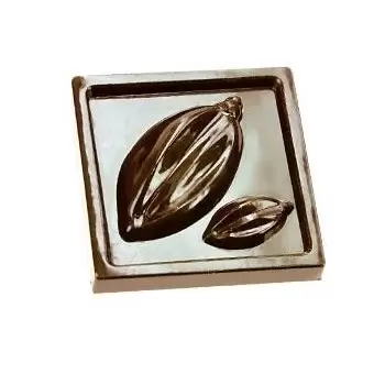 Pastry Chef's Boutique DRC1731 Polycarbonate Chocolate Mold - Napolitain Cocoa Pod Squares - 18 Cavities - 36x36x9mm- 9g Bars...