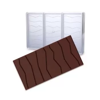 Chocolat Form POP1321 Polycarbonate Chocolate Bars Mold - Cracked Bar - 3 Cavities - Tablets Molds