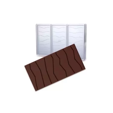 Chocolat Form POP1321 Polycarbonate Chocolate Bars Mold - Cracked Bar - 3 Cavities - Tablets Molds