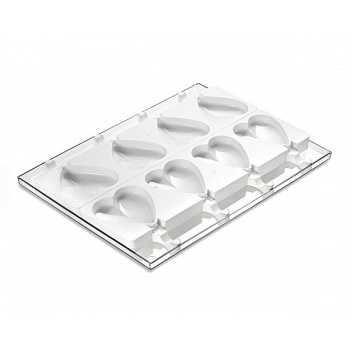 Silikomart GEL03 Heart-ic Silikomart Set of 2 Ice Cream Molds - Tray and 50 Sticks - Heart Shaped - L 15.5 x W 11.75 x H 1.25...