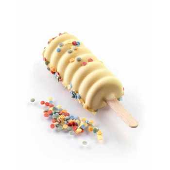 Silikomart Set of 2 Mini Ice Cream Molds GEL04M- Tray and 50 Sticks - Mini Tango Shaped - L 15.5 x W 11.75 x H 1.28