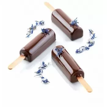 Silikomart Set of 2 Ice Cream Molds - Tray and 50 Sticks - Mini Pick Bar 60 x 20 h 20 mm