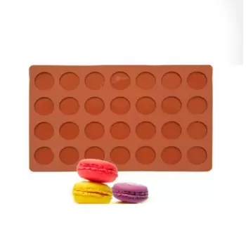 Pastry Chef's Boutique CAHROND Chocolate Chablon, Macarons Silicone Mat - Round Ø 25 mm - 28 Indents - 175mm x 300mm Non-Stic...
