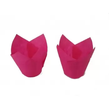 Pastry Chef's Boutique B21028-3 Tulip Disposable Baking Cup Medium - Fuschia - 2''x3.15'' - 200pcs Tulip Cupcake Liners