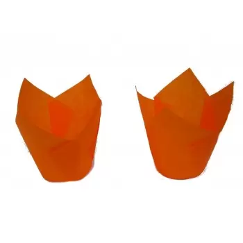 Pastry Chef's Boutique B21028-7 Tulip Disposable Baking Cup Medium - Orange - 2''x3.15'' - 200pcs Tulip Cupcake Liners