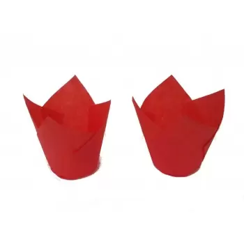 Pastry Chef's Boutique B21028-6 Tulip Disposable Baking Cup Medium - Red - 2''x3.15'' - 200pcs Tulip Cupcake Liners